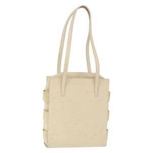 Authentic LOEWE Shoulder Bag Leather White Silver